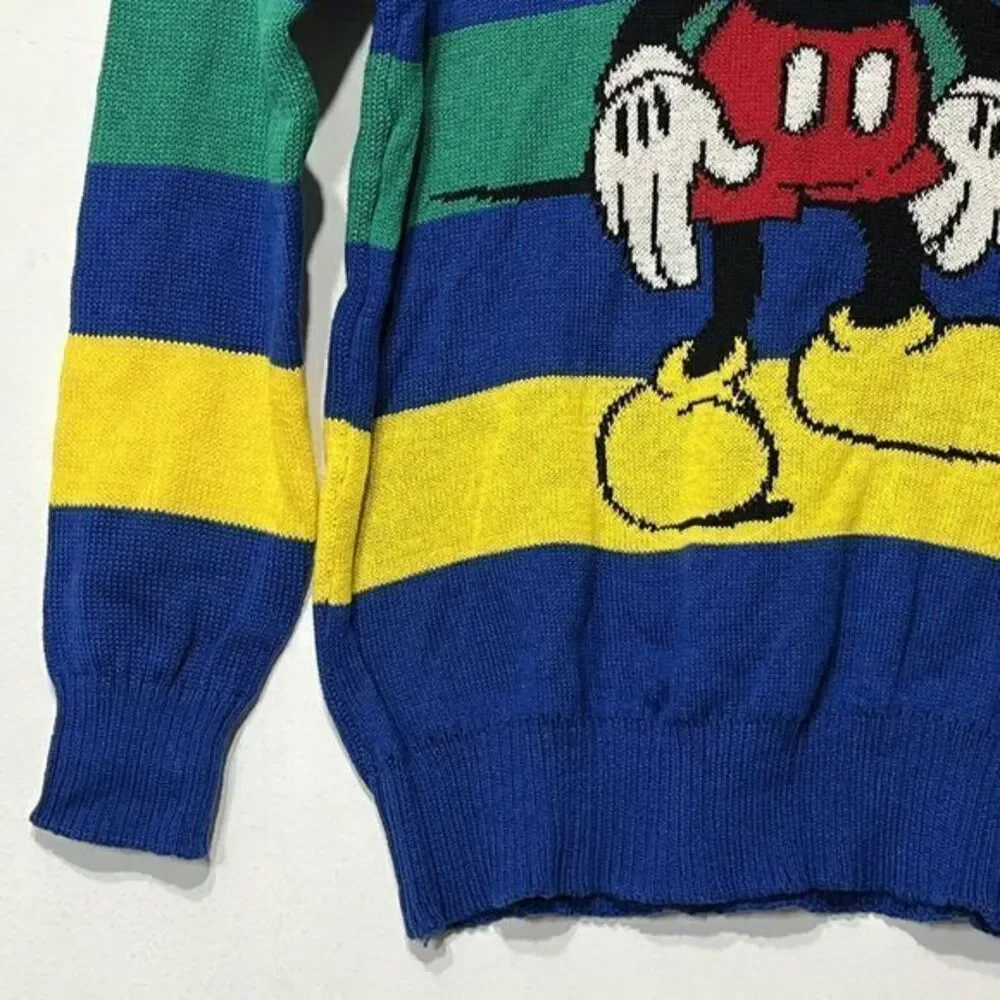 Disney 100 NWT Retro Reimagined Mickey Mouse Colorful Striped Sweater‎ Youth M